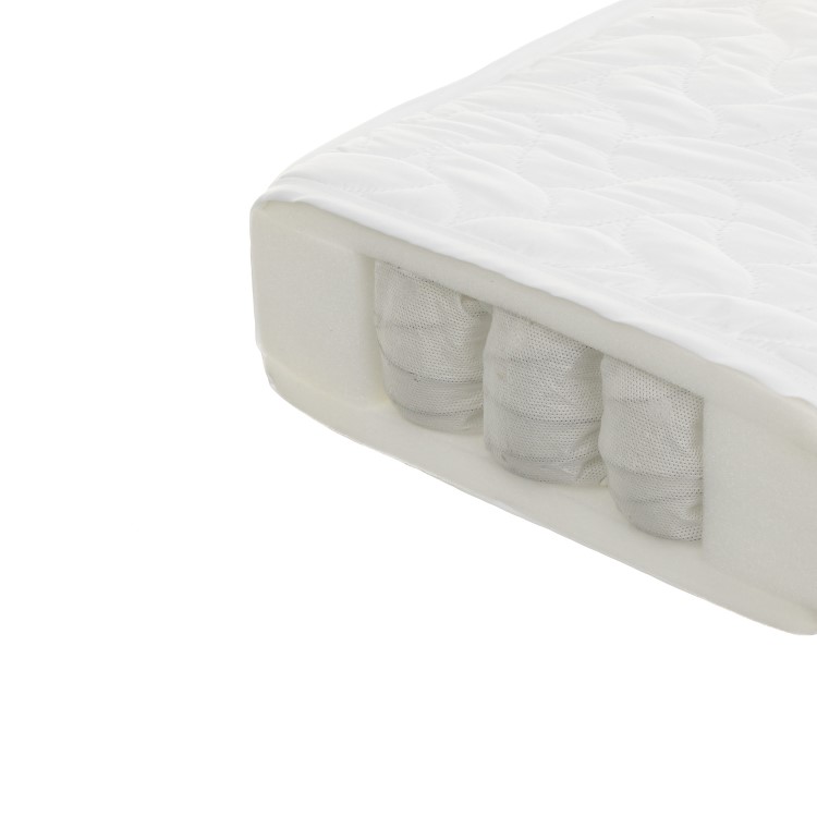 White and Wood Convertible Cot Bed with Drawer Storage and Mattress 140 x 70 cm - Rue