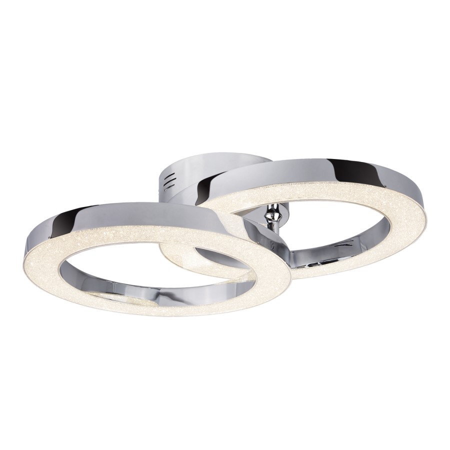 LED Ceiling Light in Chrome & Flush Fitting - Rings