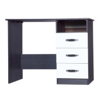 One Call Furniture Piano Desk in Matt Black with White Gloss