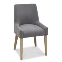 Bentley Designs Turin Aged Oak Scoop Back Chair - Slate Blue Pair
