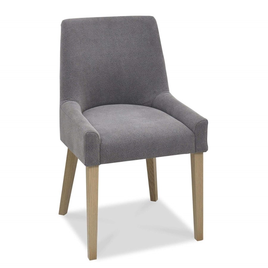 Bentley Designs Turin Aged Oak Scoop Back Chair - Slate Blue Pair
