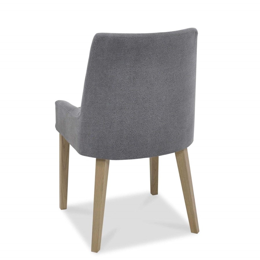 Bentley Designs Turin Aged Oak Scoop Back Chair - Slate Blue Pair