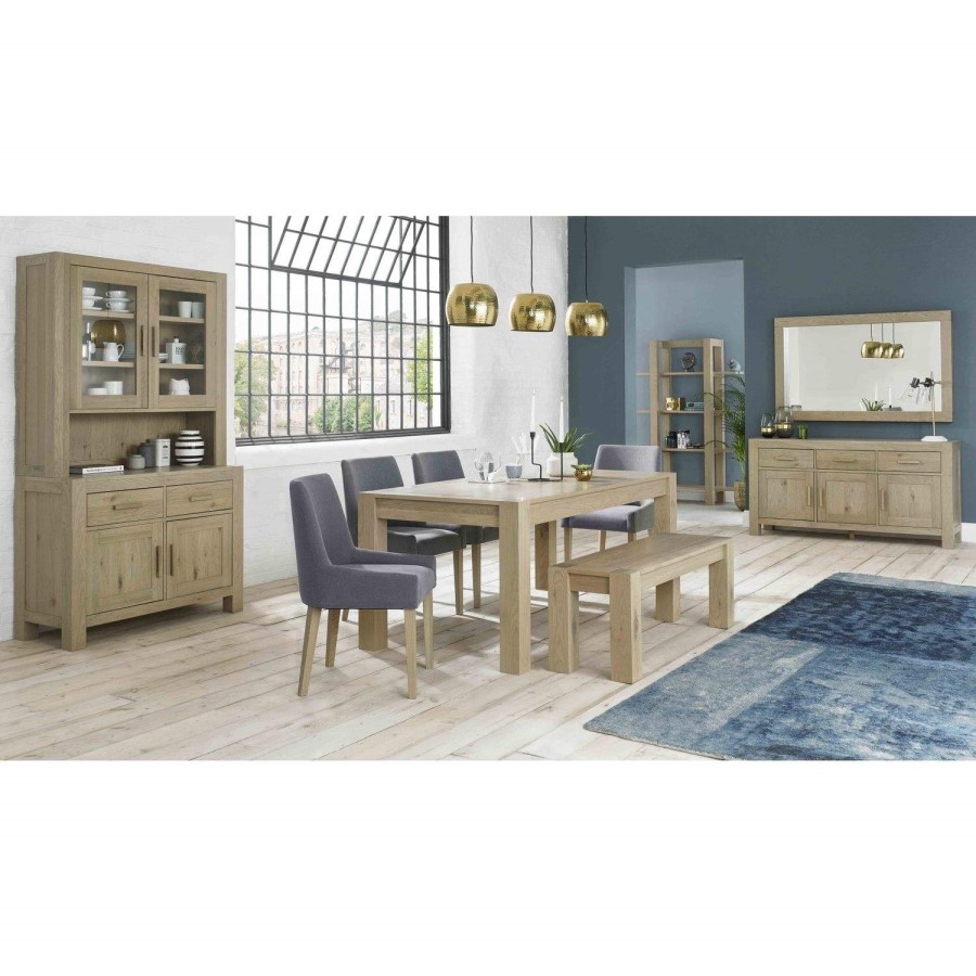 Bentley Designs Turin Aged Oak Scoop Back Chair - Slate Blue Pair