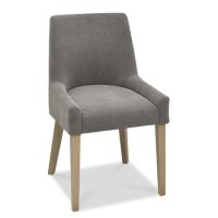 Bentley Designs Turin Aged Oak Scoop Back Chair - Smoke Grey Pair