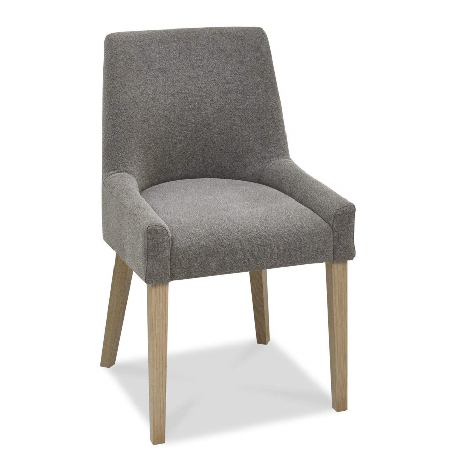 Bentley Designs Turin Aged Oak Scoop Back Chair - Smoke Grey Pair