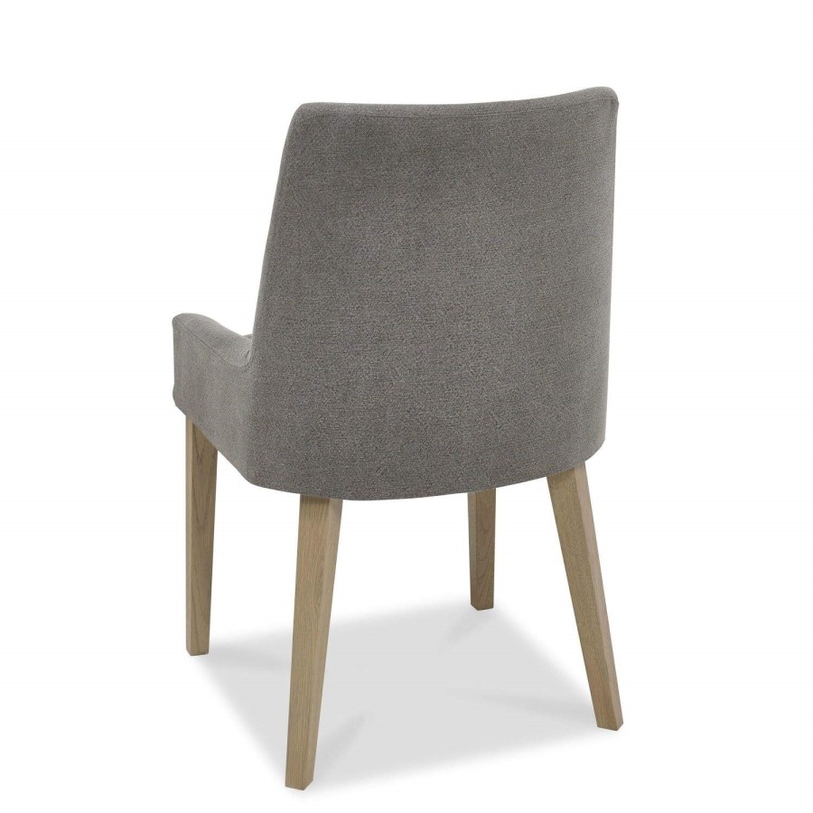 Bentley Designs Turin Aged Oak Scoop Back Chair - Smoke Grey Pair