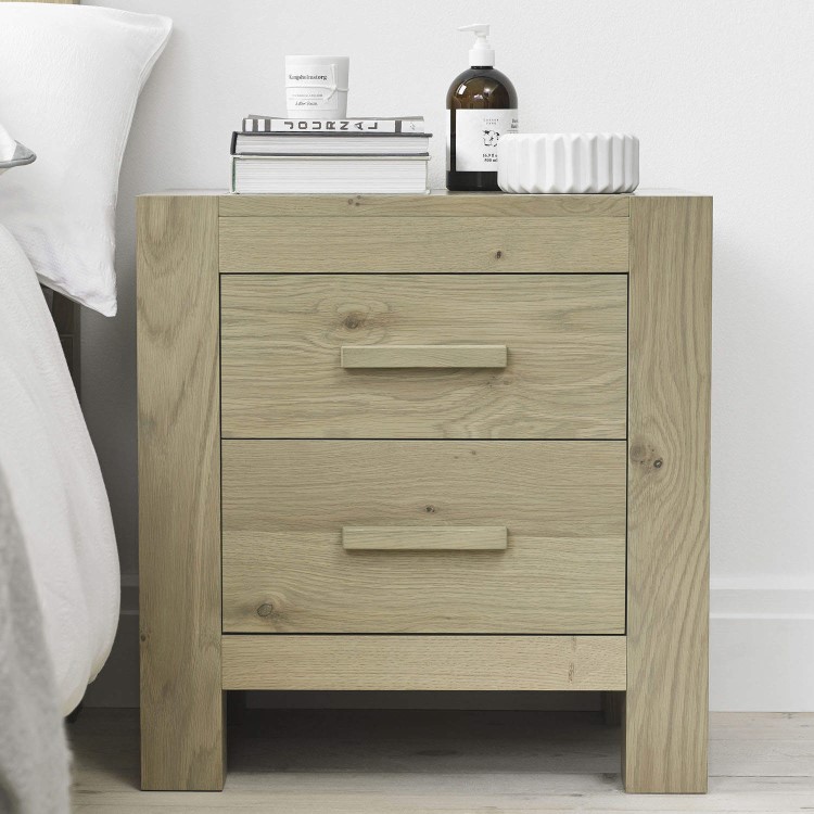 Bentley Designs Turin Aged Oak 2 Drawer Bedside Table