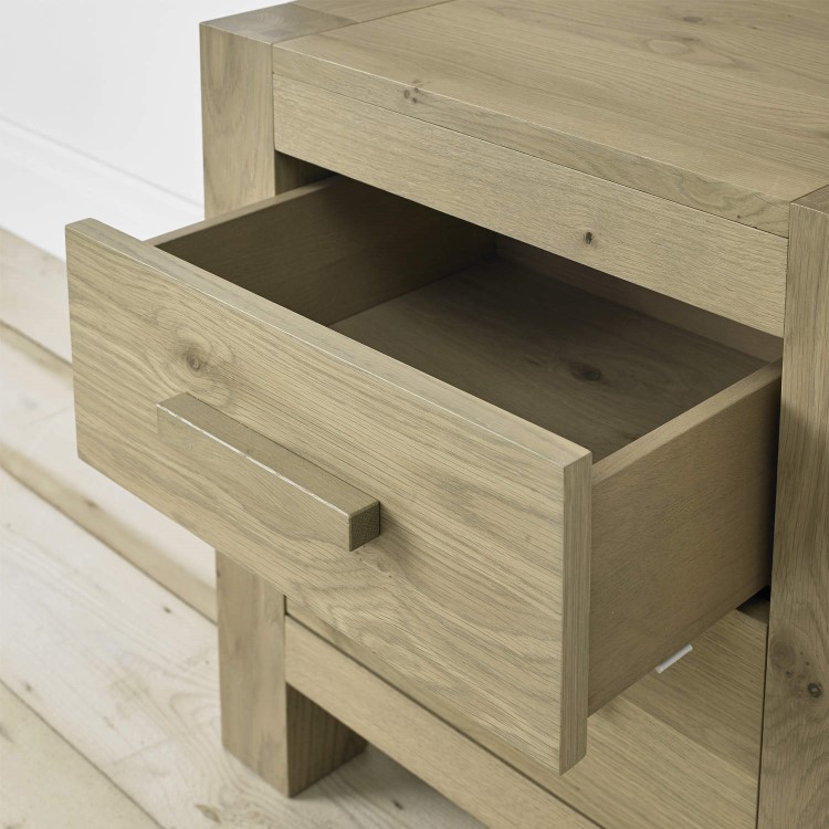 Bentley Designs Turin Aged Oak 2 Drawer Bedside Table