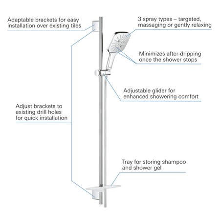 RAINSHOWER SMART ACTIVE 130 CUBE SHOWER RAIL SET - Furniture123