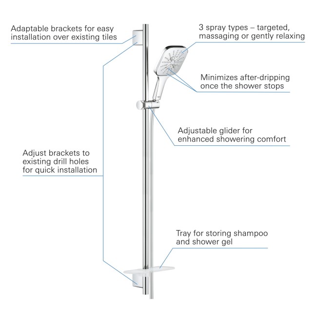 RAINSHOWER SMART ACTIVE 130 CUBE SHOWER RAIL SET