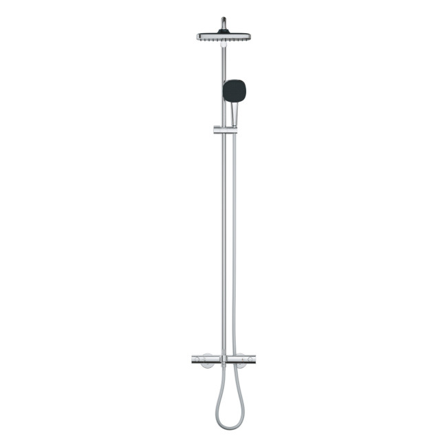 GROHE QuickFix Chrome Vitalio Comfort 250 Shower System with Bath Thermostat for Wall Mounting