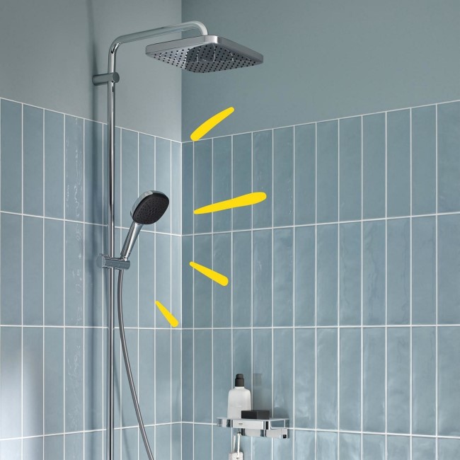 GROHE QuickFix Chrome Vitalio Comfort 250 Shower System with Bath Thermostat for Wall Mounting