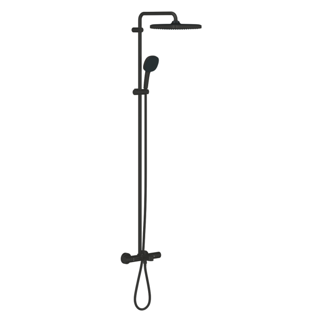 GROHE QuickFix  Black Vitalio Comfort 250 Shower System with Bath Thermostat for Wall Mounting