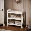 26OB2602 Stamford White Sleigh Open Changing Table with Storage- Obaby