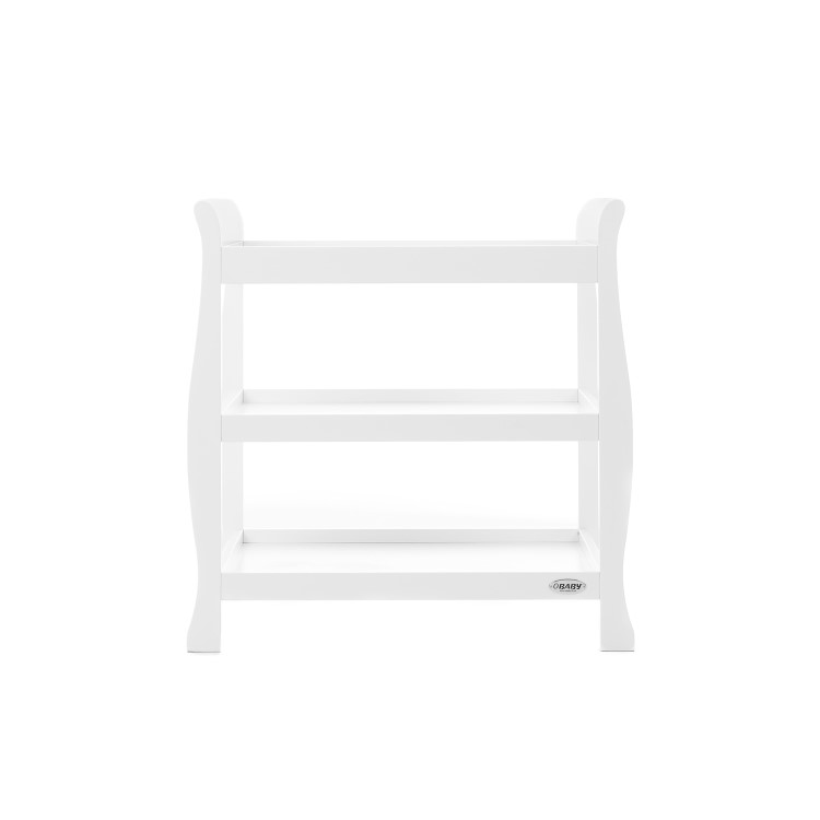 Stamford White Sleigh Open Changing Table with Storage- Obaby