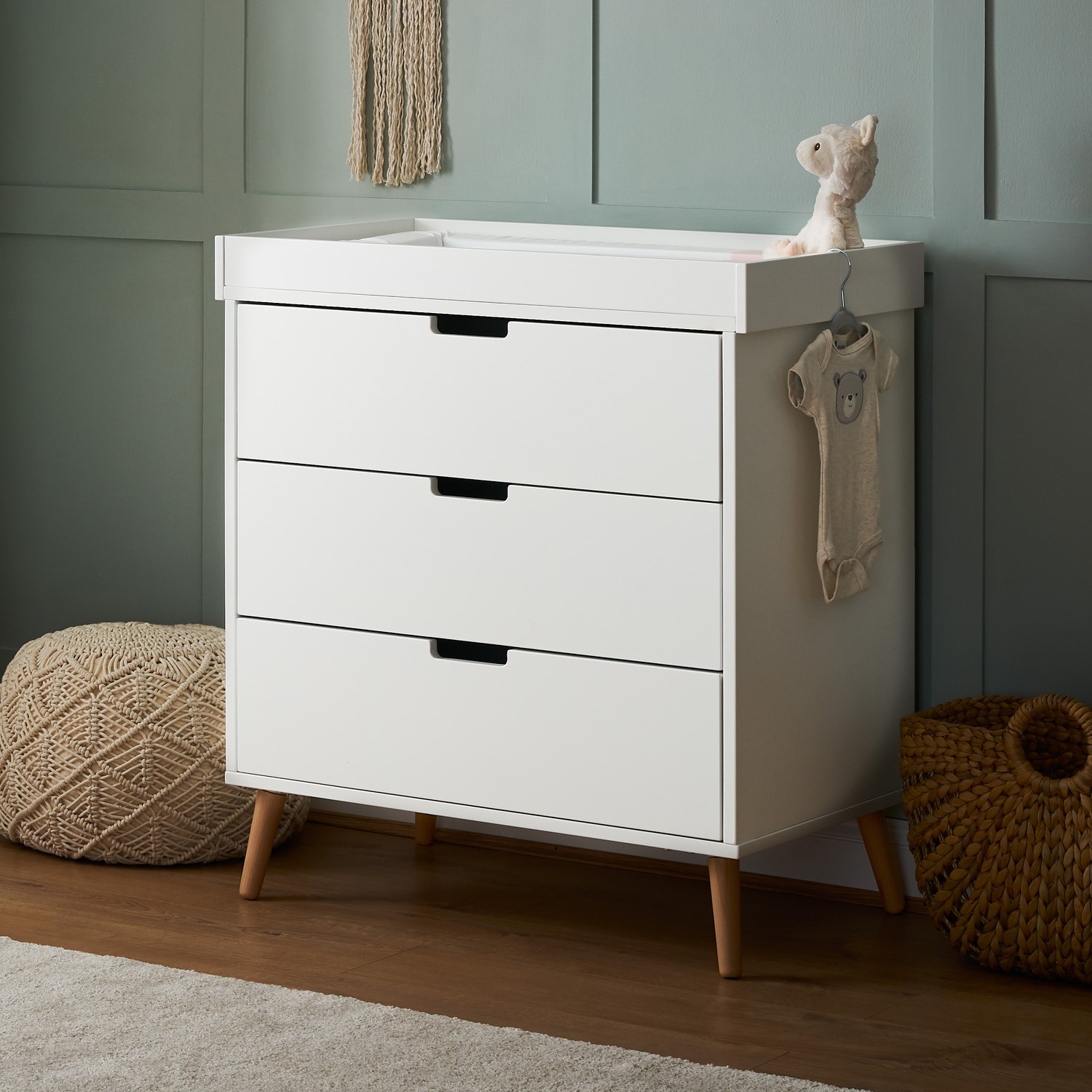 Photo of White two tone changing table with drawers - maya - obaby