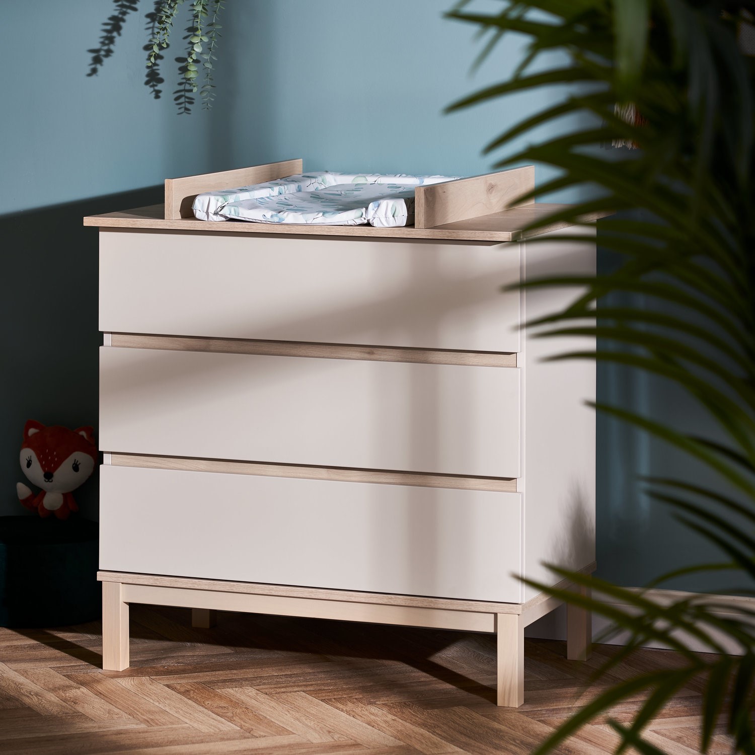 Photo of Satin two tone changing table with drawers - astrid - obaby