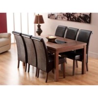 GRADE A3  - World Furniture Nevada Rectangular Dining Set in Walnut with 6 Chairs in Brown