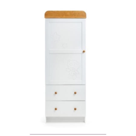 Obaby Tiny Tatty Teddy Single Wardrobe in White With Pine