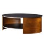 Clearance - Curve Coffee Table in Walnut and Black Glass - As New
