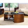 Clearance - Curve Coffee Table in Walnut and Black Glass - As New