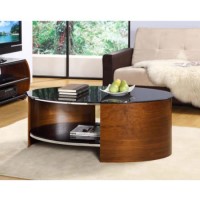 Clearance - Curve Coffee Table in Walnut and Black Glass - As New