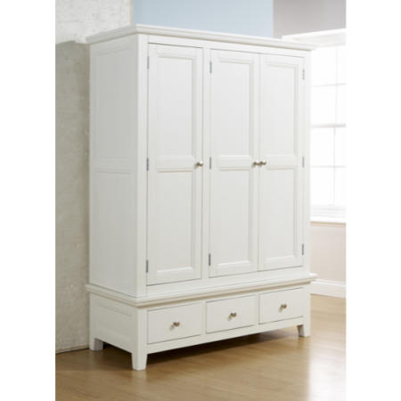Clearance - Venice Painted White 3 Door Wardrobe - Minor Cosmetic Damage