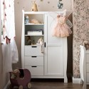 28OB2502 Nursery Wardrobe with Drawers and Shelves in White - Stamford - Obaby