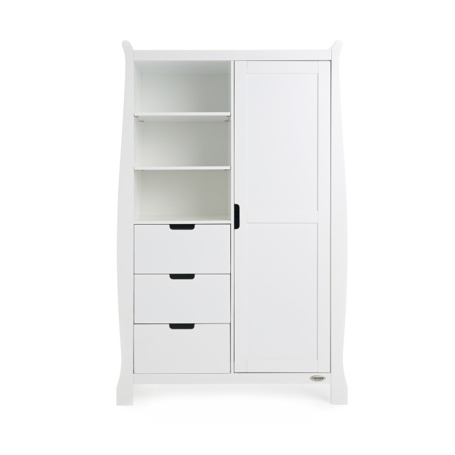 Nursery Wardrobe with Drawers and Shelves in White - Stamford - Obaby