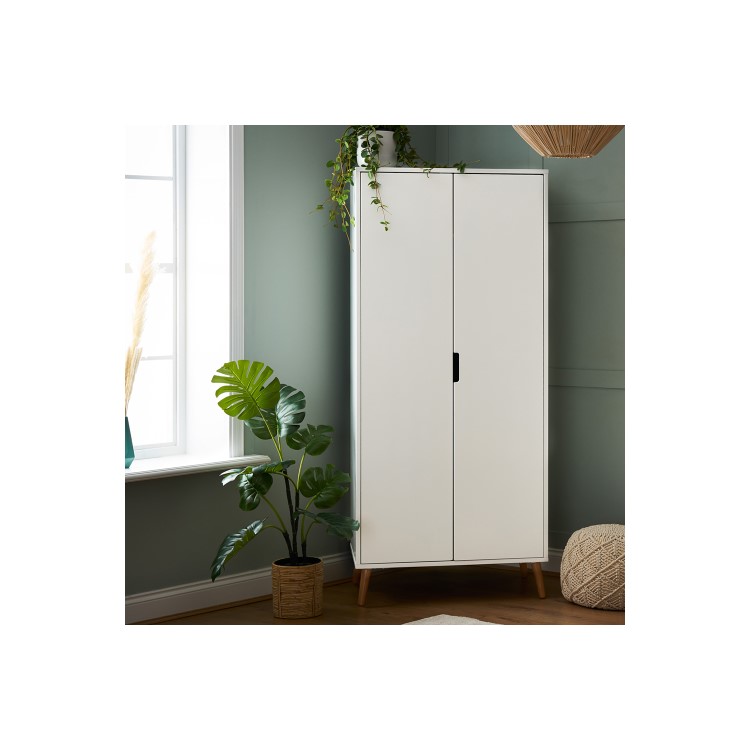 Nursery Wardrobe with Shelf in White - Maya - Obaby