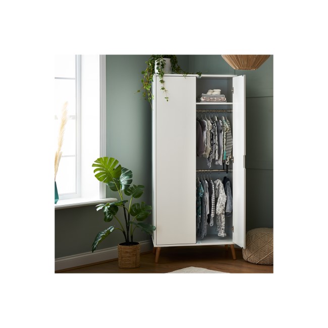 Nursery Wardrobe with Shelf in White - Maya - Obaby