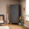 28OB2717 Maya Grey and Wood Double Wardrobe - Obaby