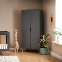 Maya Grey and Wood Double Wardrobe - Obaby Maya Grey and Wood Double Wardrobe - Obaby