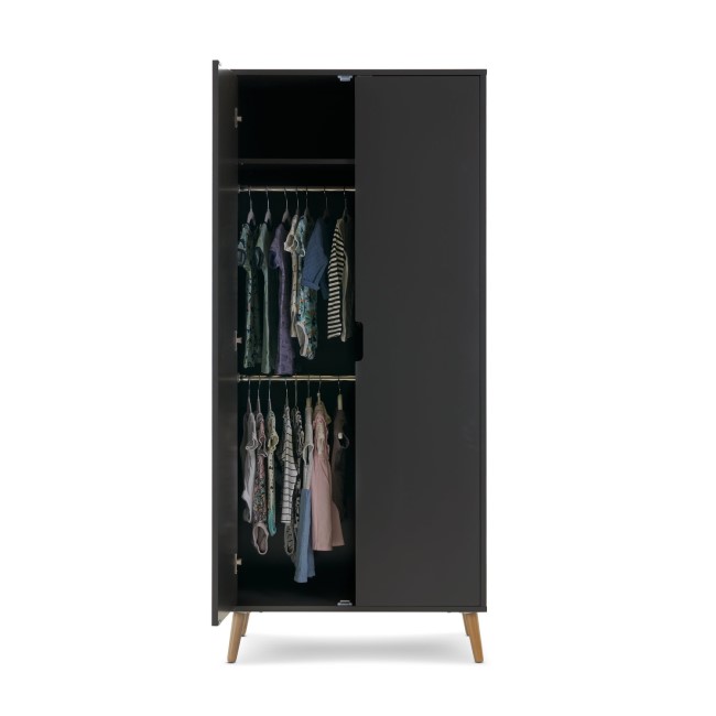 Maya Grey and Wood Double Wardrobe - Obaby