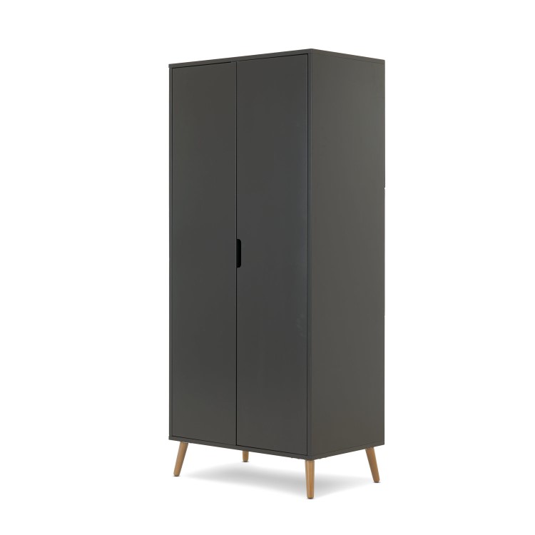 Maya Grey and Wood Double Wardrobe - Obaby