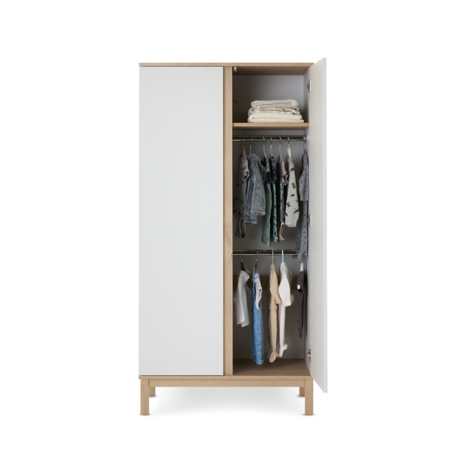 Nursery Wardrobe with Shelf in White - Astrid - Obaby