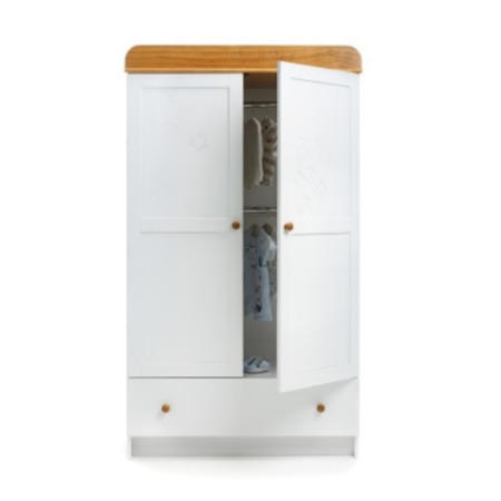Obaby Tiny Tatty Teddy Double Wardrobe in White With Pine