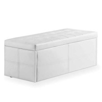 Clearance - Adalya White Upholstered Ottoman Blanket Box - 