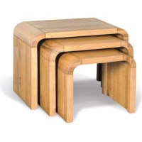Clearance - Beverly Oiled Oak Nest Of Tables - Structural Damage