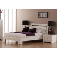 Clearance - Bari High Gloss White Bed - single
