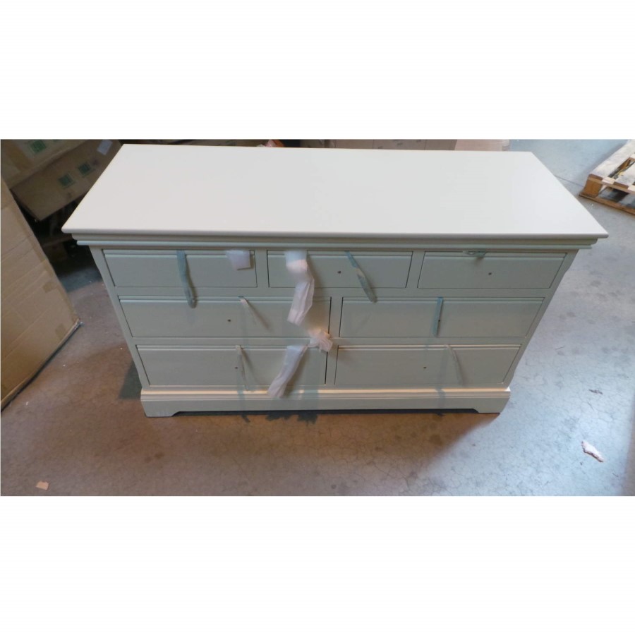GRADE A2 - Savannah Solid Acacia Wood 4+3 Drawer Wide Chest in Ivory