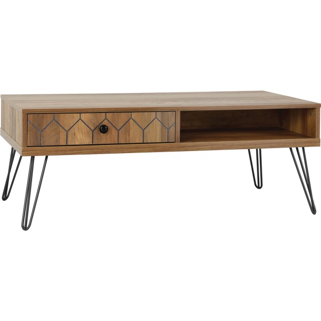 Ottawa Oak Effect & Black 1 Drawer Coffee Table - Seconique