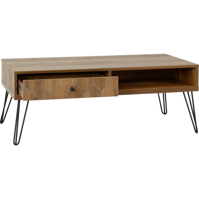 Ottawa Oak Effect & Black 1 Drawer Coffee Table - Seconique