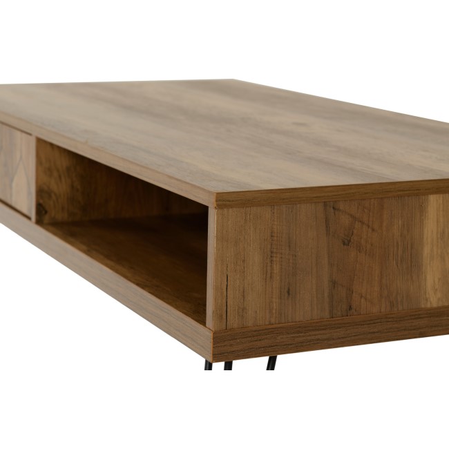 Ottawa Oak Effect & Black 1 Drawer Coffee Table - Seconique