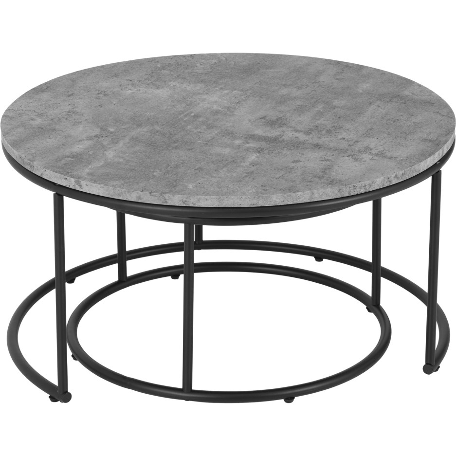 Athens Round Coffee Table Set Concrete Effect Furniture123