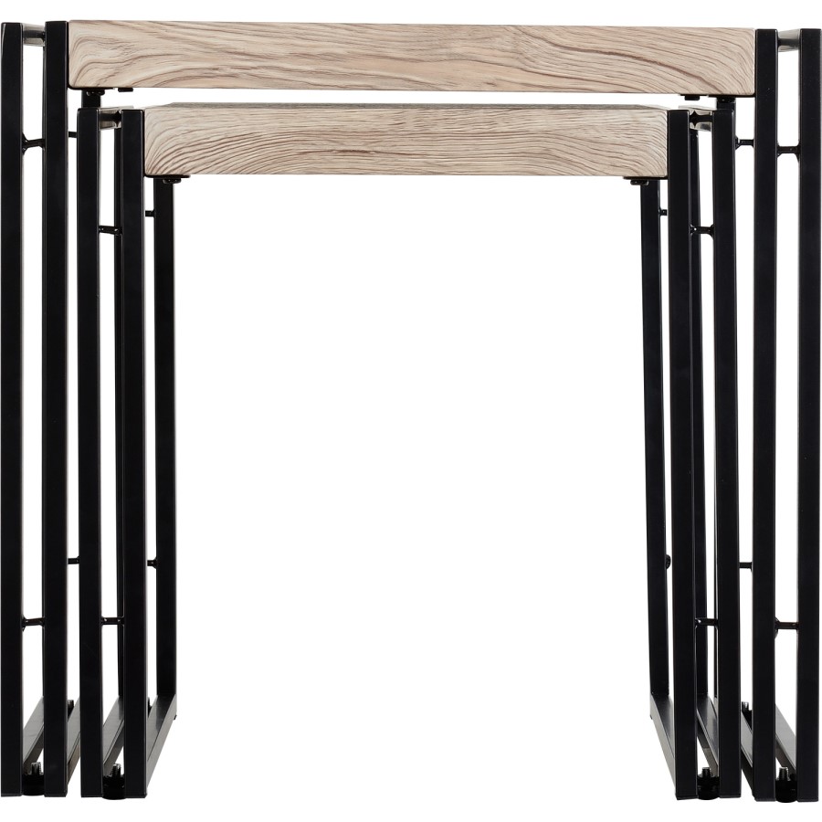 Warwick Nest of 2 Tables - Oak Effect and Metal