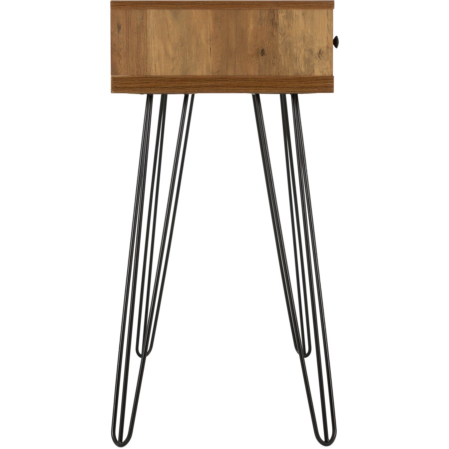 Ottawa Oak Effect & Black 3 Drawer Console Table - Seconique