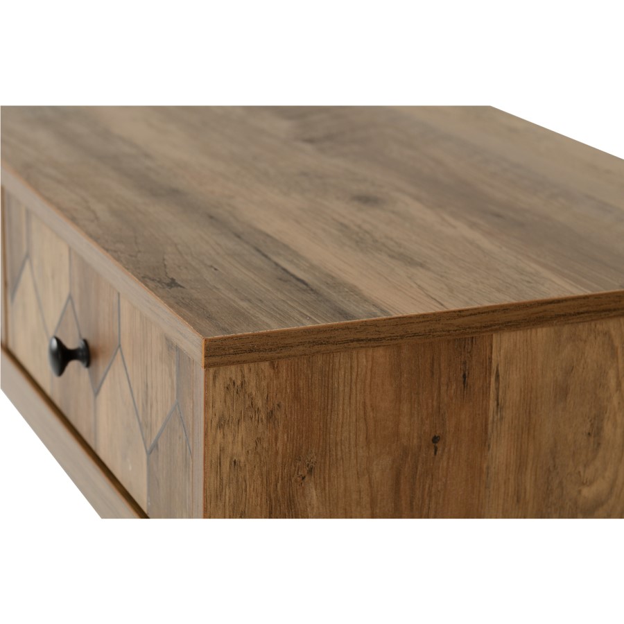 Ottawa Oak Effect & Black 3 Drawer Console Table - Seconique