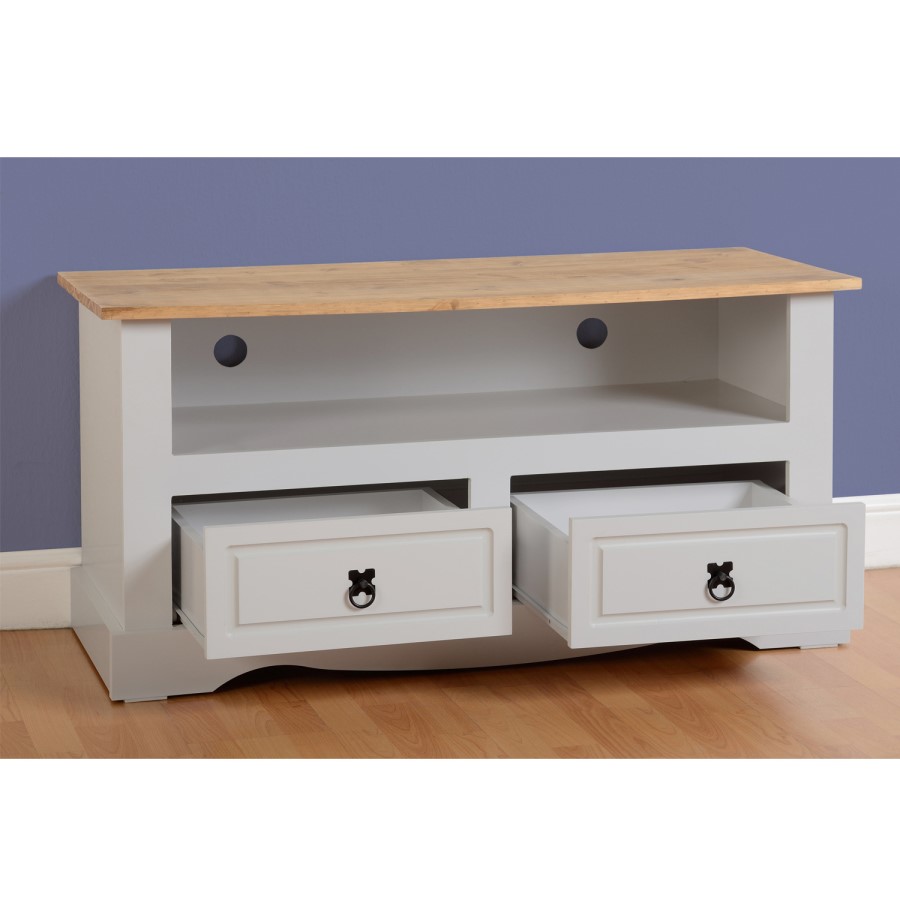 Corona 2 Drawer Flat Screen TV Unit in Grey - TV's up to 42"