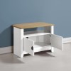 Ludlow Small White TV Stand with Oak Effect Top &amp; Storage - TV&#39;s up to 30&quot;